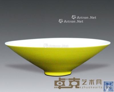 黄釉斗笠碗 口径21cm