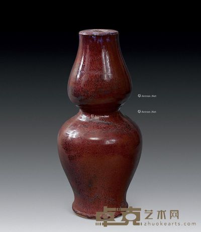 清代 窑变红釉庙顶 高39.5cm