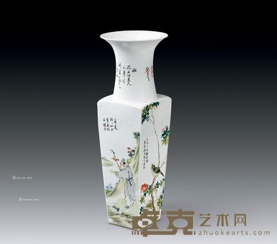 清代 粉彩人物花卉天园地方大瓶 高54.8cm