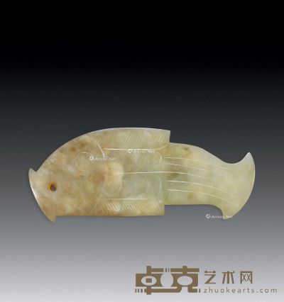 明或更早 黄玉鱼 7.2×2.8×0.4cm