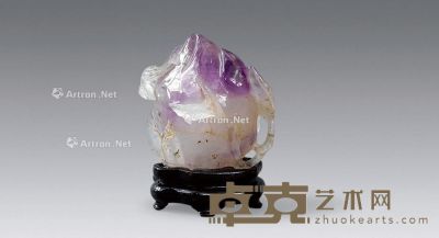 清代 紫水晶寿桃小摆件 高9cm