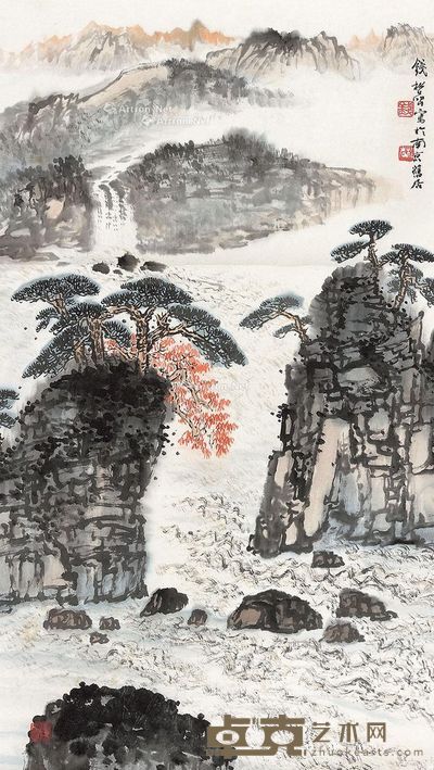 钱松嵒 山水 38×69cm