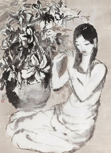 张志中 瓶花少女