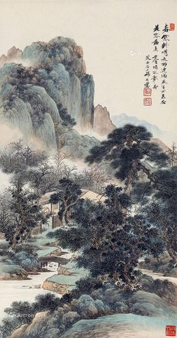 祁大夔 杏邨夜雨图