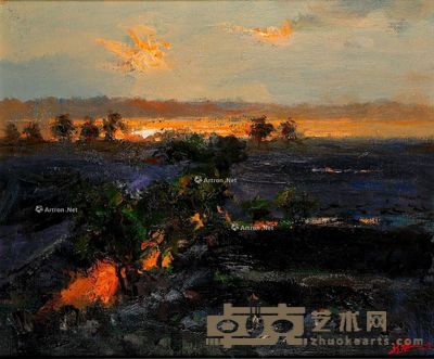 黄进龙 东港渔村 60.5×73cm