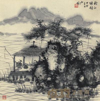 何加林 秋江独钓 34×34cm