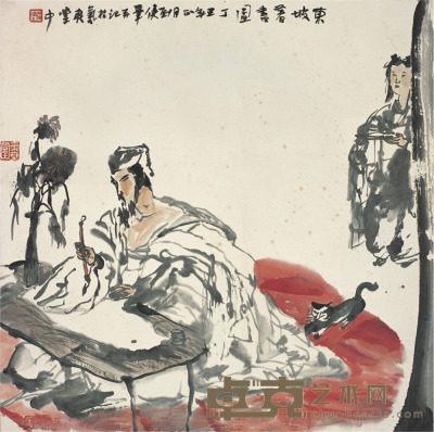 刘健 东坡著书图 68×68cm