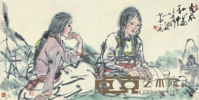 吴山明 酥茶款客 137×67cm