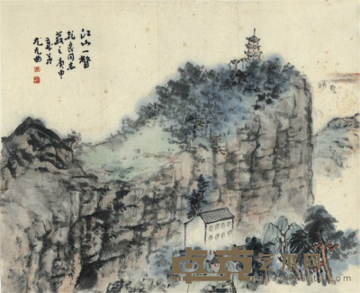 尤无曲 江山一瞥 22×27cm