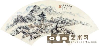 黄宾虹 山水扇面镜片 18×51