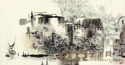 吴冠中 江南风景镜片 48×93