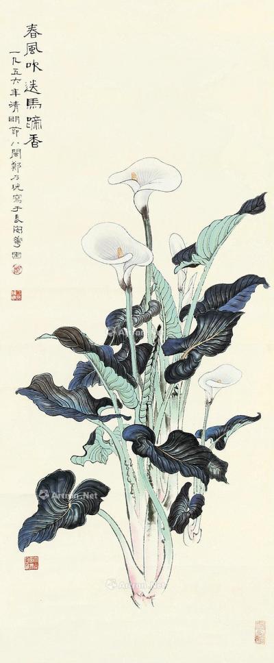 郑乃珖 花卉立轴