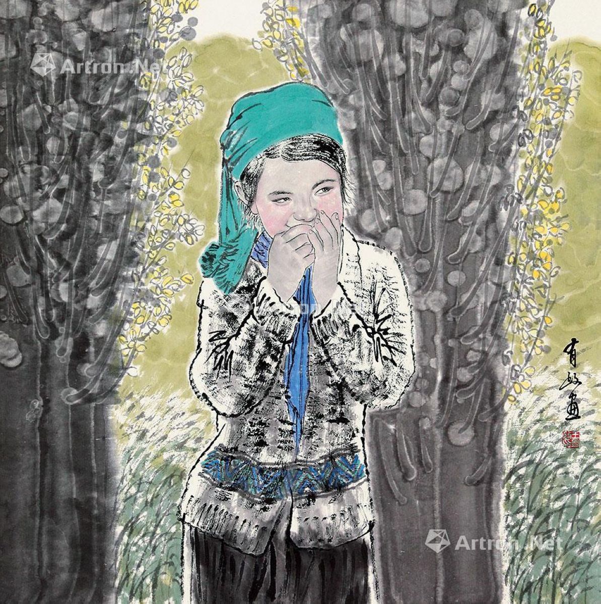 高飞油画《维吾尔族小女孩》-复圣轩字画