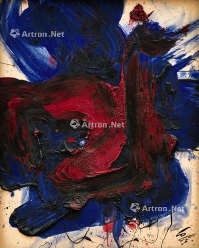 白发一雄 一九八六年作 蓝(青)漠 油画画布 画框