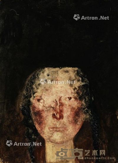 周春芽 一九九二年作 女人肖像 油画纸本裱于木板 画框 53.8×39.2cm.