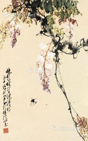 赵少昂 紫藤草虫