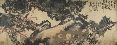 闵庚灿 吴伟山 岁寒三友图 456×174.5cm