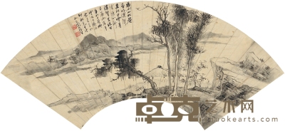 张石园 茅亭望江图 51.5×18cm
