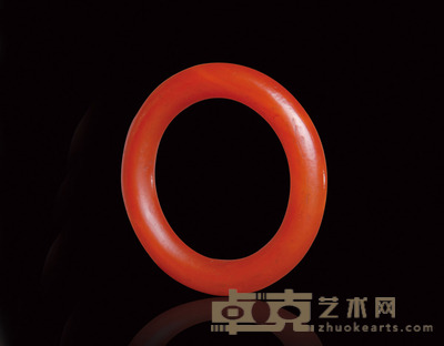 老柿子红玛瑙圆条手镯 直径5.9