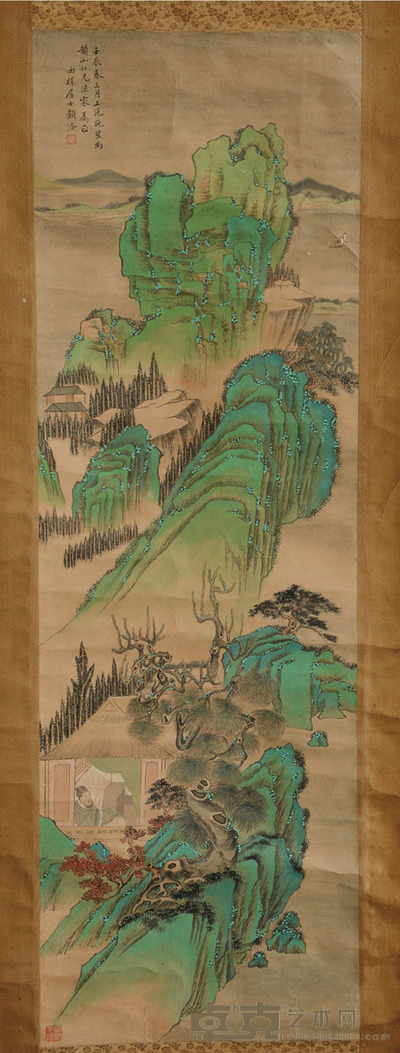顾洛 青绿山水 126×40 约4.5平尺