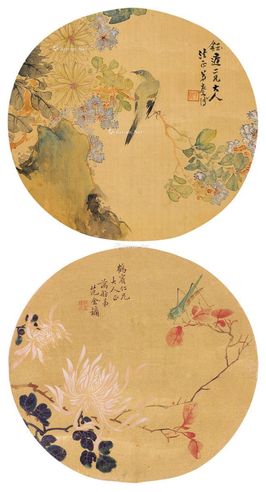 范金镛 花鸟团扇