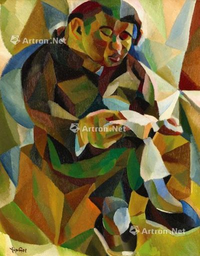 朱沅芷 约1926至1927年作 正在阅读的男子 油画木板