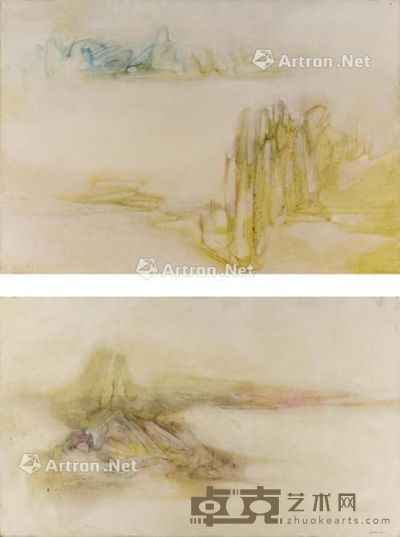 谢景兰 岛屿;河畔 A:33.5×55.5cm