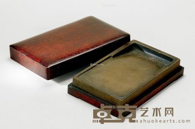 清 陆绍曾铭 竹鹰图门字澄泥砚 3.2×14.8×24.9cm