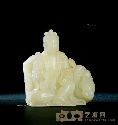 和田白玉籽料送子观音摆件 11.5×10.5×6.8cm