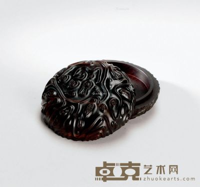 小叶紫檀 印泥盒 高3.9cm;直径8.1cm