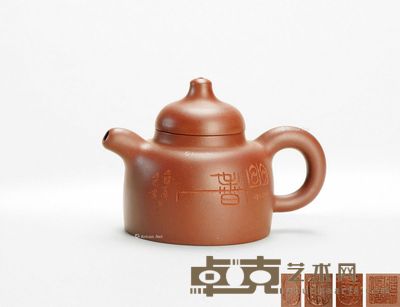 陈顺培作 紫泥纳福壶 高8.8cm