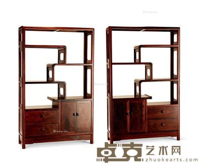 非洲血檀 博古柜 (一对) 80×49.8×6cm