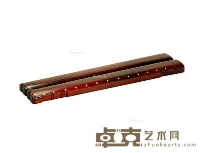 小叶紫檀 古琴式镇纸 (一对) 2.7×50.3×5.8cm