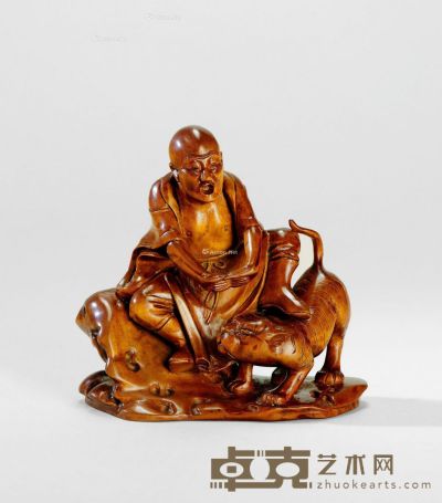 清 黄杨木雕伏虎罗汉 8.2×8.5×4.1cm