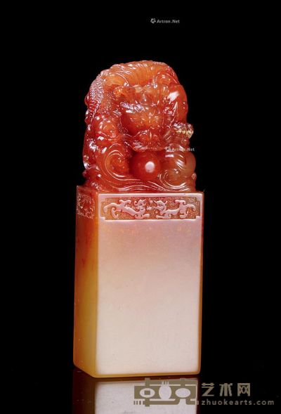 温九新作 水洞高山石龙钮长方章 10.2×3.7×2.5cm