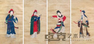 佚名 仕女 47×25cm×4