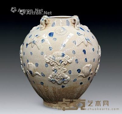 唐 青花花卉壶 高30cm