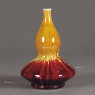 70年代 火焰红葫芦瓶