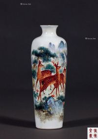 70年代 群鹿图花瓶