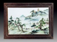 50-60年代 邓海波 粉彩山水瓷板