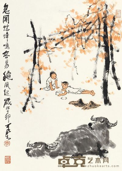 李可染 斗蟋蟀 69×49cm