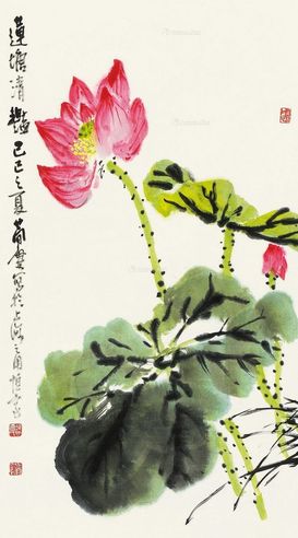 曹简楼 莲塘清艳