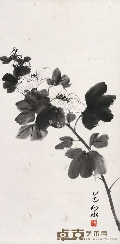 钟道泉 墨牡丹 64×32cm