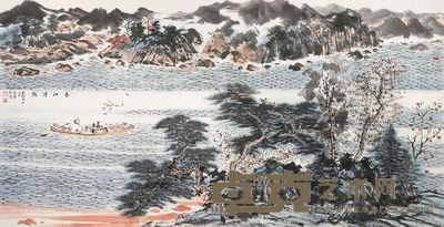 傅吉鸿 春江清饮 136×68cm