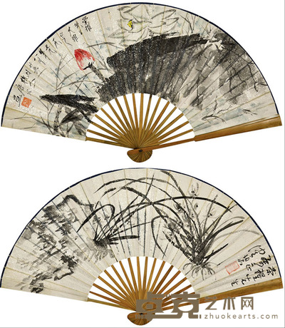 唐云,陈佩秋 荷塘秋色 15×49cm 约0.7平尺