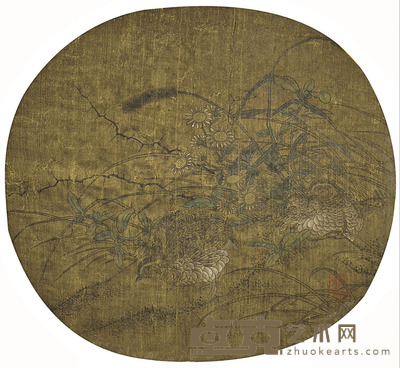 佚名 花鸟团扇 24×27cm 约0.6平尺