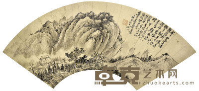 吴昌硕 山水扇面 19.5×48cm 约0.8平尺