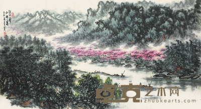 上官洪夫 春江放筏 96×178cm 约15.4平尺