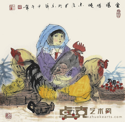 于志学 金鸡唱晓 68×68cm 约4.2平尺