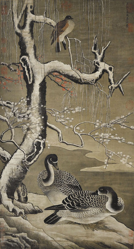 李迪 寒柳双禽
